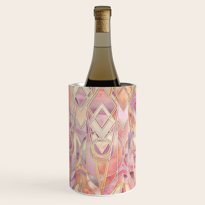 Glowing Coral and Amethyst Art Deco Pattern Wine Chiller Gallery Image 1