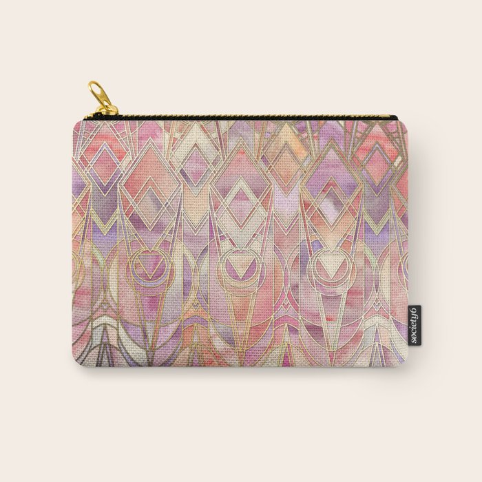 Glowing Coral and Amethyst Art Deco Pattern Carry All Pouch Gallery Image 1