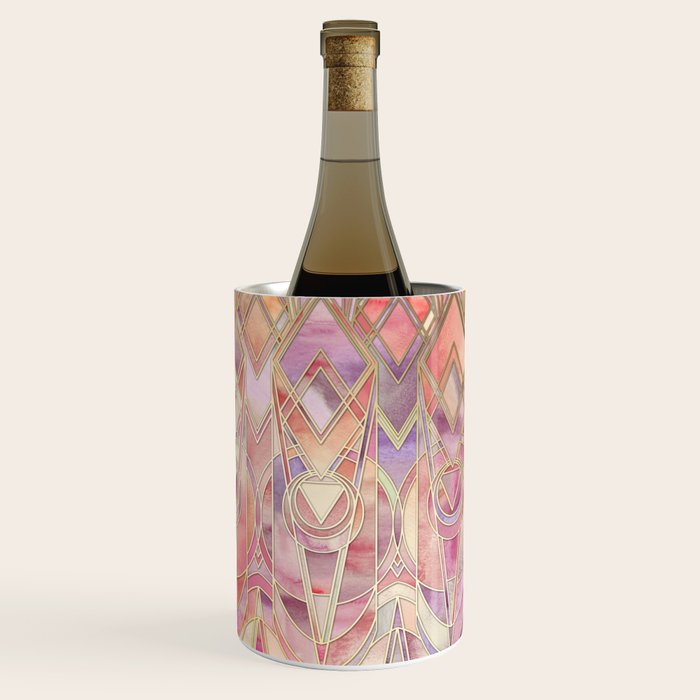 Glowing Coral and Amethyst Art Deco Pattern Wine Chiller Gallery Image 3