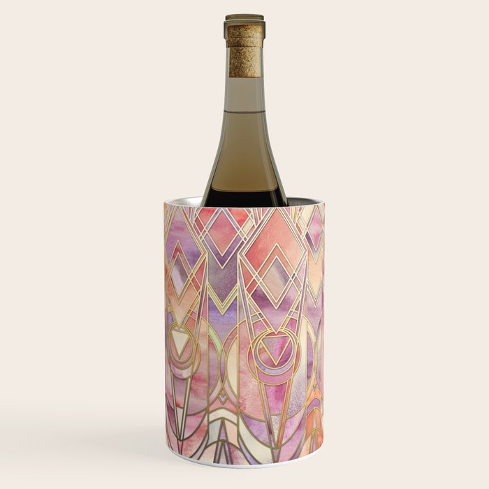 Glowing Coral and Amethyst Art Deco Pattern Wine Chiller Gallery Image 2