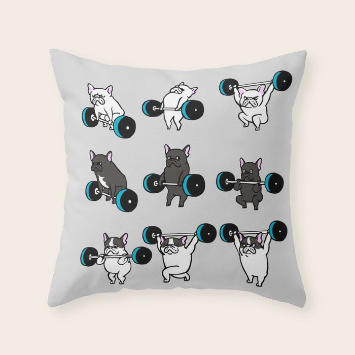 OLYMPIC LIFTING FRENCHIE Throw Pillow Gallery Image 6