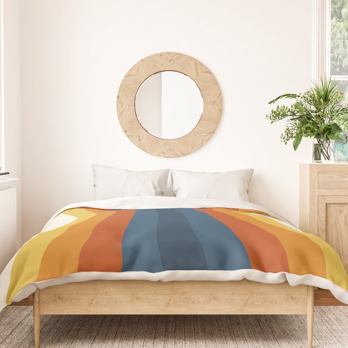 Bright 70's Retro Stripes Reflection Duvet Cover Gallery Image 3