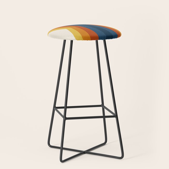 Bright 70's Retro Stripes Reflection Stool Gallery Image 1