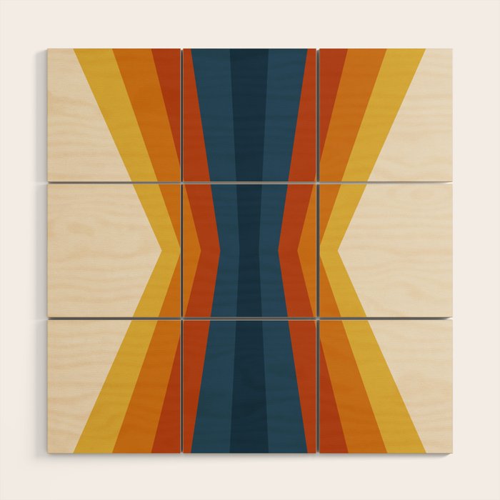 Bright 70's Retro Stripes Reflection Wood Wall Art Gallery Image 1