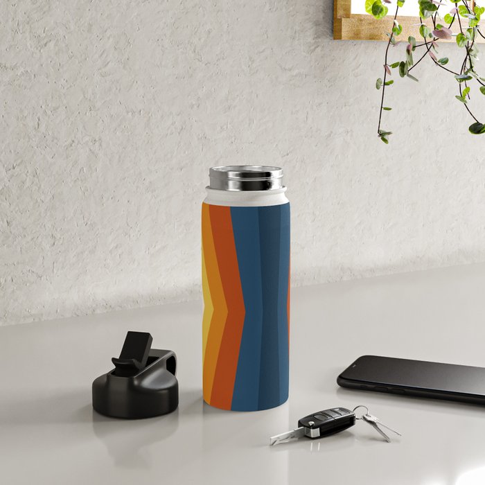 Bright 70's Retro Stripes Reflection Water Bottle Gallery Image 4