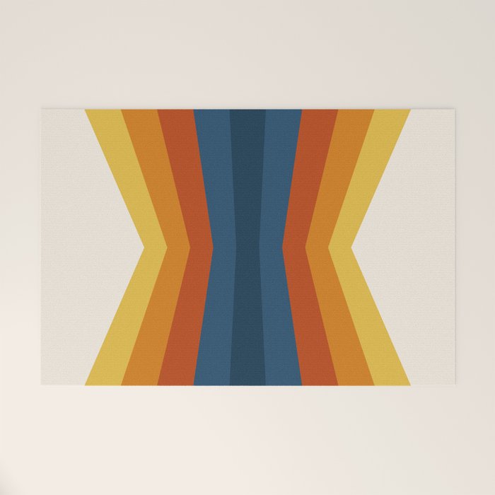 Bright 70's Retro Stripes Reflection Welcome Mat Gallery Image 1