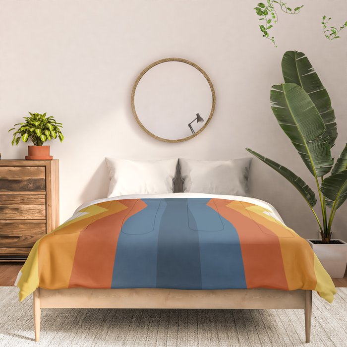 Bright 70's Retro Stripes Reflection Comforter Gallery Image 3