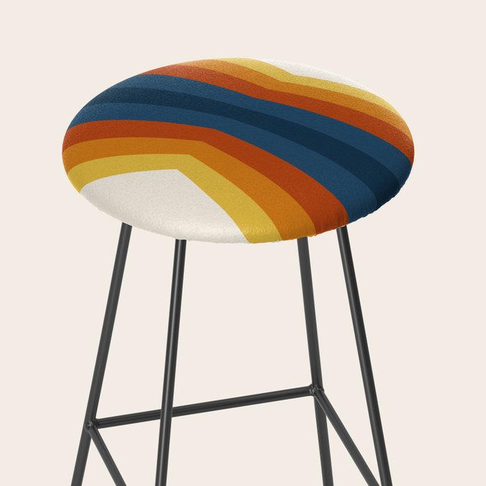 Bright 70's Retro Stripes Reflection Stool Gallery Image 2