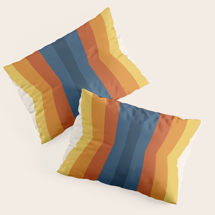 Bright 70's Retro Stripes Reflection Pillow Sham