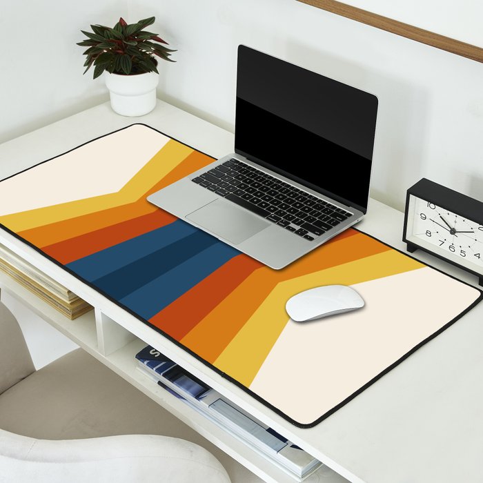 Bright 70's Retro Stripes Reflection Desk Mat Gallery Image 2