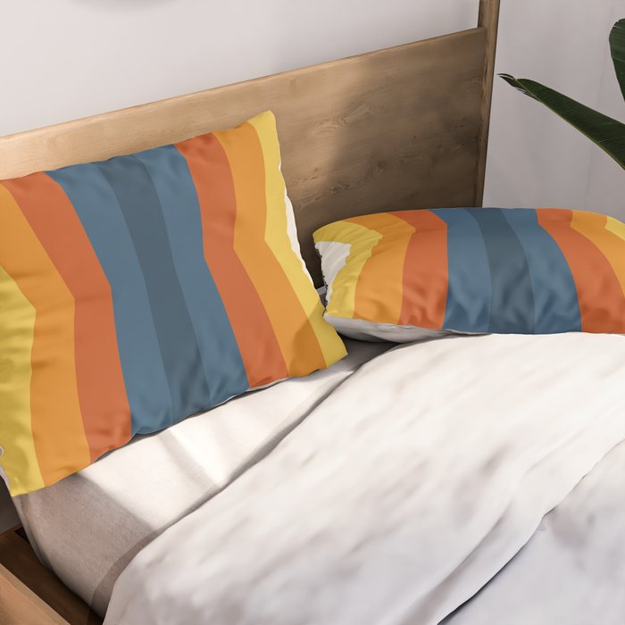 Bright 70's Retro Stripes Reflection Pillow Sham Gallery Image 2