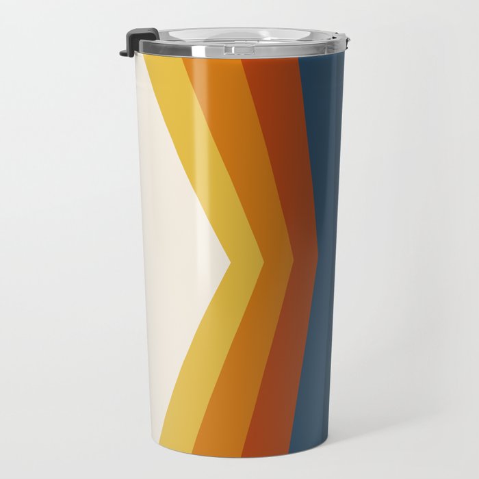 Bright 70's Retro Stripes Reflection Travel Mug Gallery Image 3