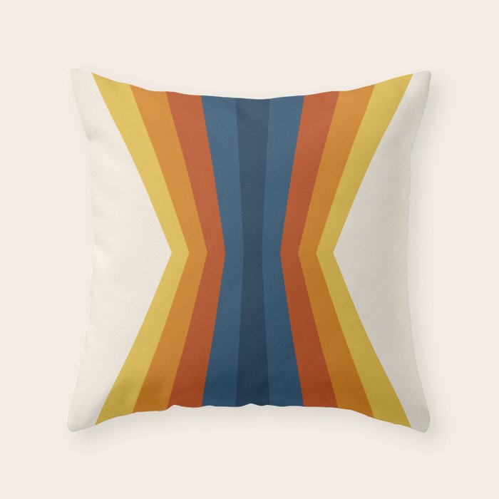 Bright 70's Retro Stripes Reflection Throw Pillow Gallery Image 1