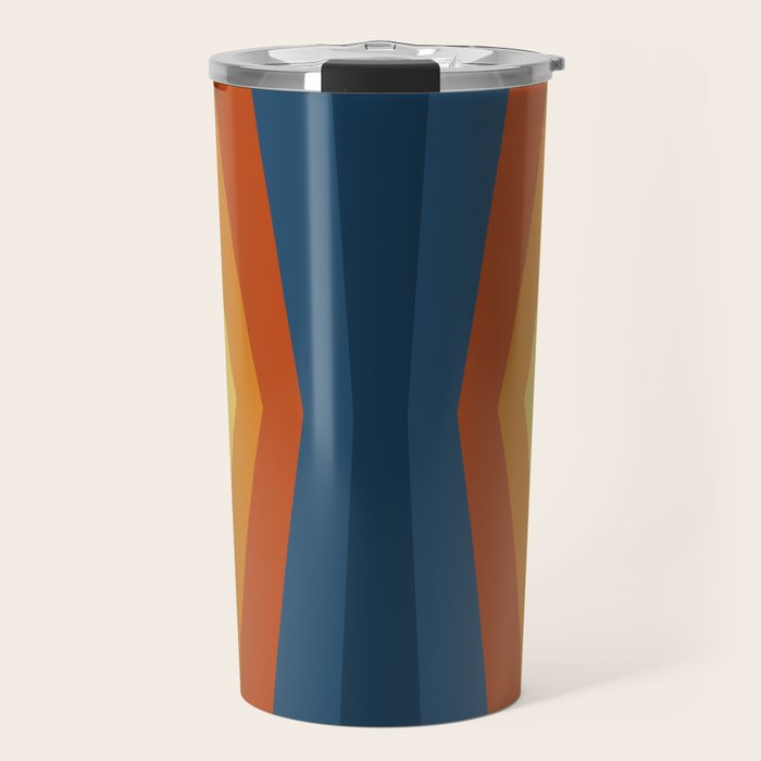 Bright 70's Retro Stripes Reflection Travel Mug Gallery Image 1