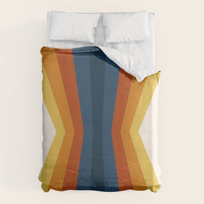 Bright 70's Retro Stripes Reflection Duvet Cover Gallery Image 1