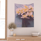 Daffodils on Blue Table - Modern Flower Photo Wall Tapestry Gallery Image 2