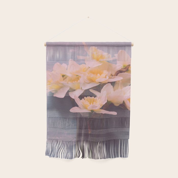 Daffodils on Blue Table - Modern Flower Photo Wall Hanging Gallery Image 1