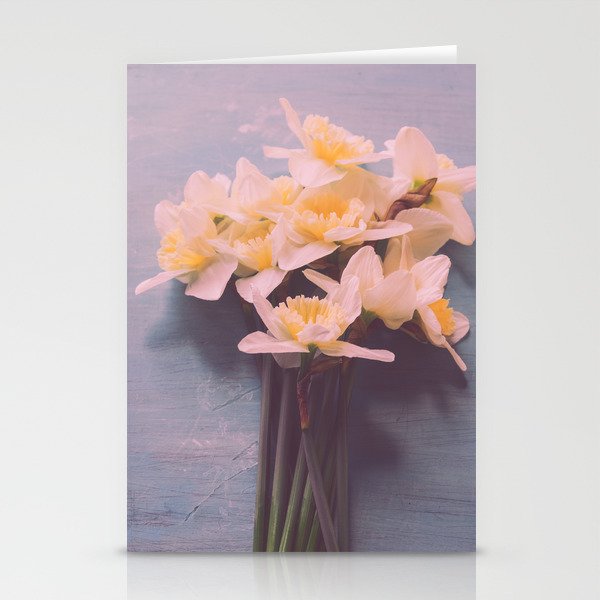 Daffodils on Blue Table - Modern Flower Photo Stationery Card Gallery Image 2
