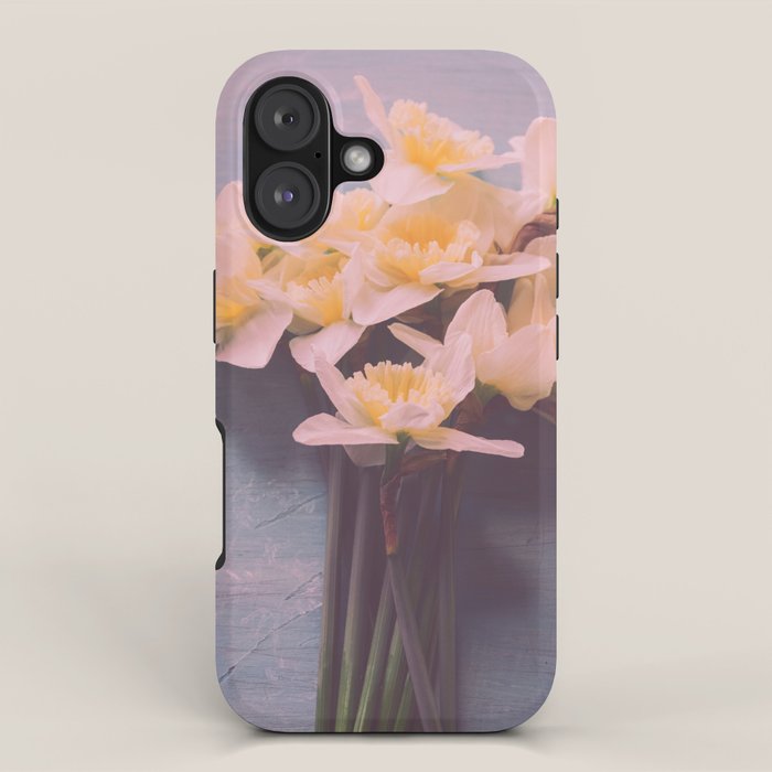 Daffodils on Blue Table - Modern Flower Photo iPhone Case Gallery Image 1