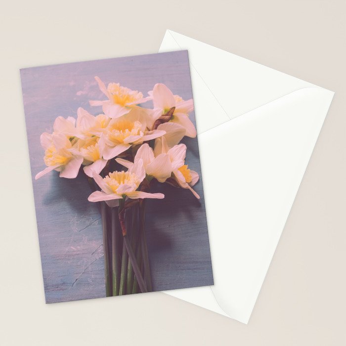 Daffodils on Blue Table - Modern Flower Photo Stationery Card Gallery Image 2