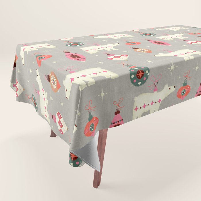 Festive Ornaments And Polar Bear Tablecloth Gallery Image 1