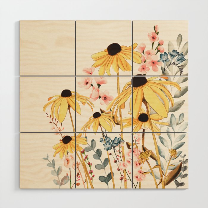 Summer Flowers Wood Wall Art Gallery Image 1
