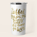 Coffee & Wine - Gold Travel Mug Gallery Image 1
