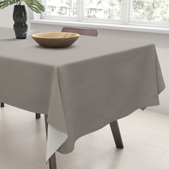 Retro Taupe Mushroom Gray Solid Tablecloth Gallery Image 3