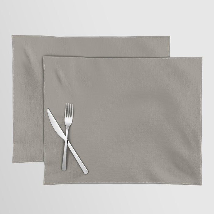 Retro Taupe Mushroom Gray Solid Placemat Gallery Image 1