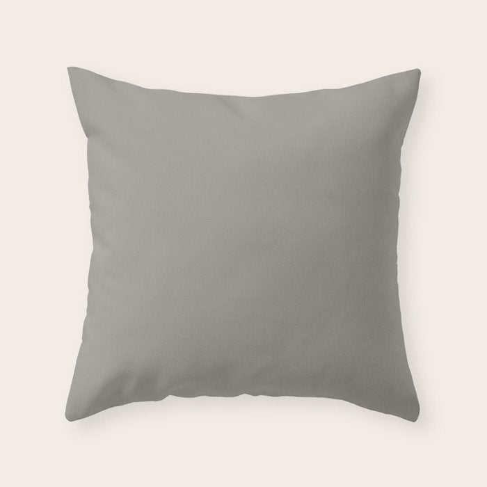 Retro Taupe Mushroom Gray Solid Throw Pillow Gallery Image 6