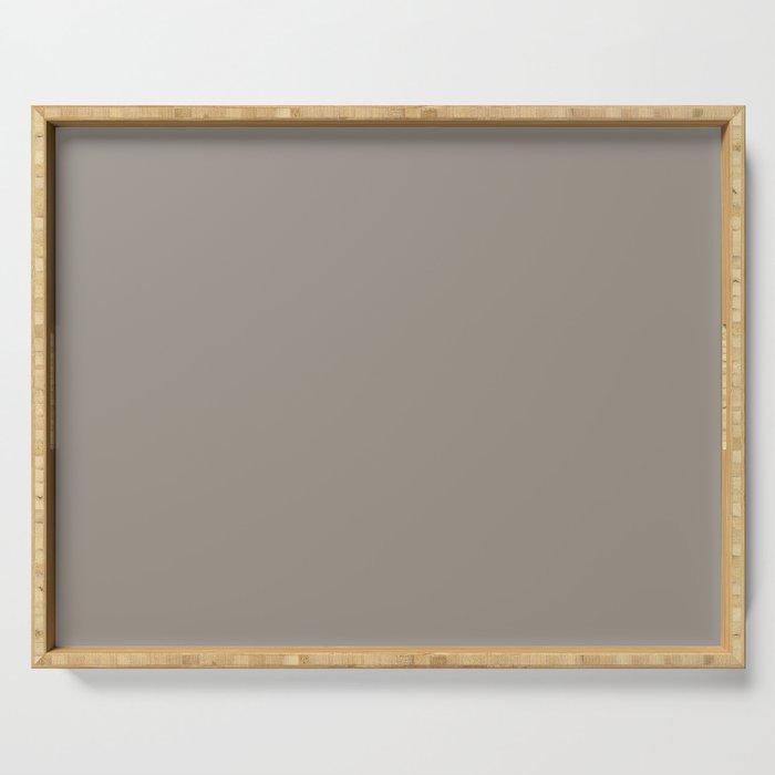 Retro Taupe Mushroom Gray Solid Serving Tray Gallery Image 1
