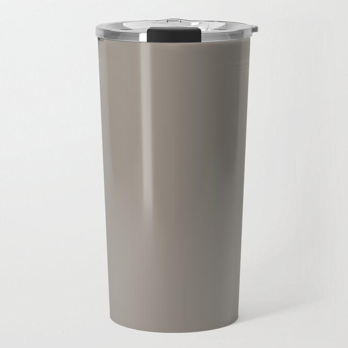 Retro Taupe Mushroom Gray Solid Travel Mug Gallery Image 1