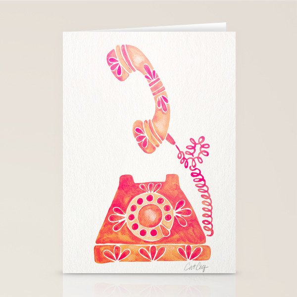 Vintage Rotary Phone - Peach Palette Stationery Card Gallery Image 2