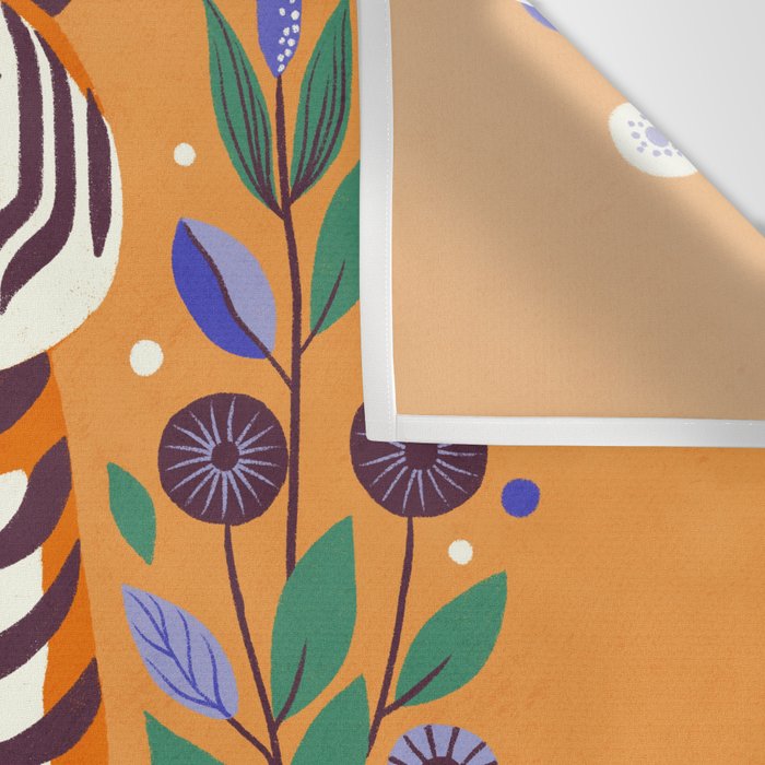 Floral Tiger in a Bold Jungle - Vibrant Botanical Wildlife Art Wall Tapestry Gallery Image 3