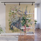 Blue Heron Floral Wall Mural Gallery Image 1