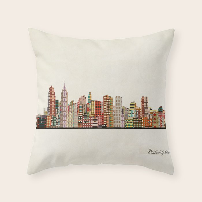 philadelphia skyline Throw Pillow Gallery Image 6