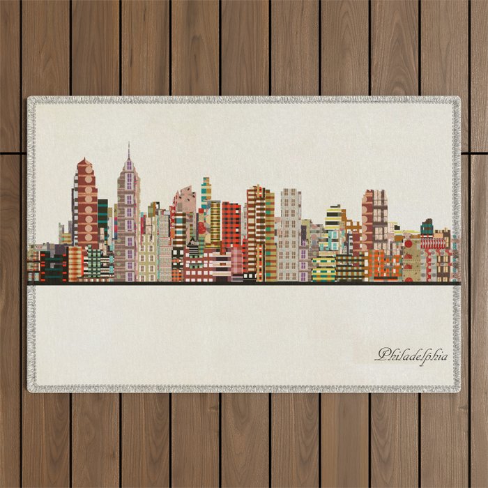 philadelphia skyline Outdoor Rug Gallery Image 1