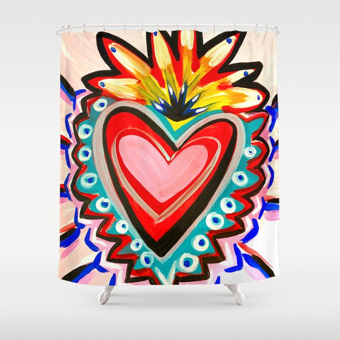 Sacred Heart Pink Shower Curtain Gallery Image 1