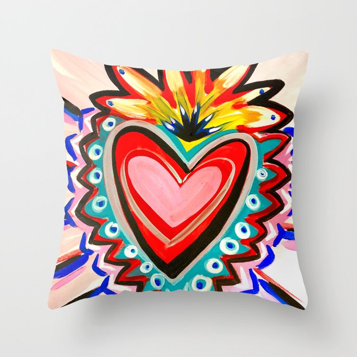 Sacred Heart Pink Throw Pillow Gallery Image 1