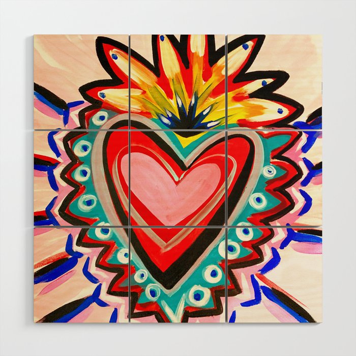 Sacred Heart Pink Wood Wall Art Gallery Image 1