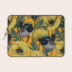 Fairy wren and poppies in yellow Laptop Sleeve Gallery Image 1