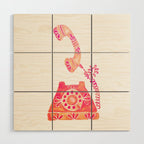 Vintage Rotary Phone - Peach Palette Wood Wall Art Gallery Image 1