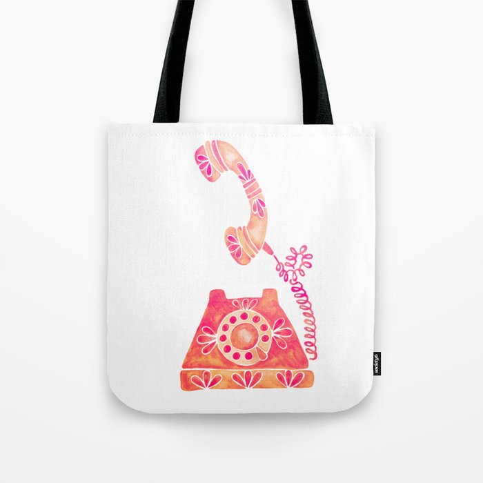Vintage Rotary Phone - Peach Palette Tote Bag Gallery Image 1