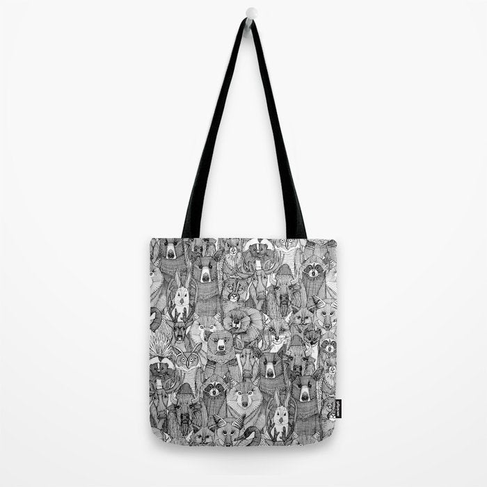 canadian animals black white Tote Bag Gallery Image 2