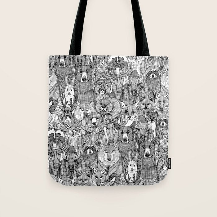 canadian animals black white Tote Bag Gallery Image 1
