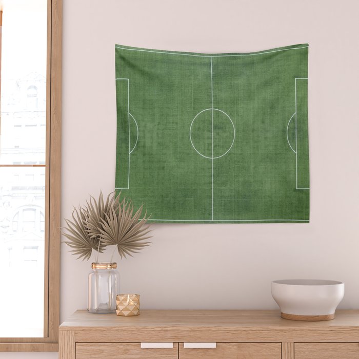Soccer Field, Football Field, Green Grass Football Field Background Wall Tapestry Gallery Image 2