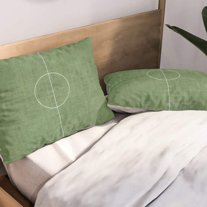 Soccer Field, Football Field, Green Grass Football Field Background Pillow Sham Gallery Image 2