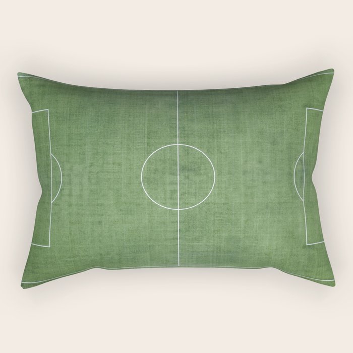 Soccer Field, Football Field, Green Grass Football Field Background Rectangular Pillow Gallery Image 1
