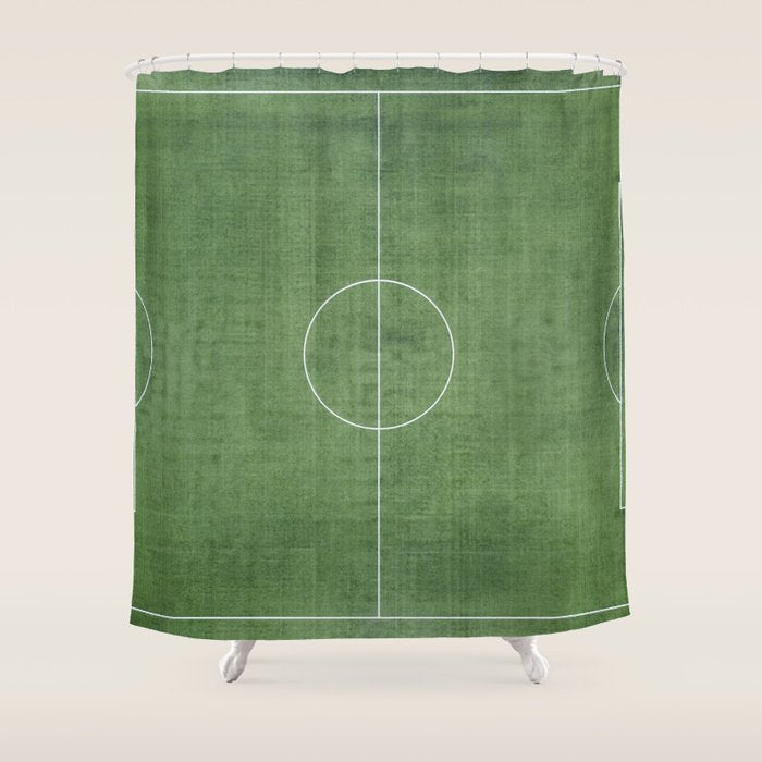 Soccer Field, Football Field, Green Grass Football Field Background Shower Curtain Gallery Image 1