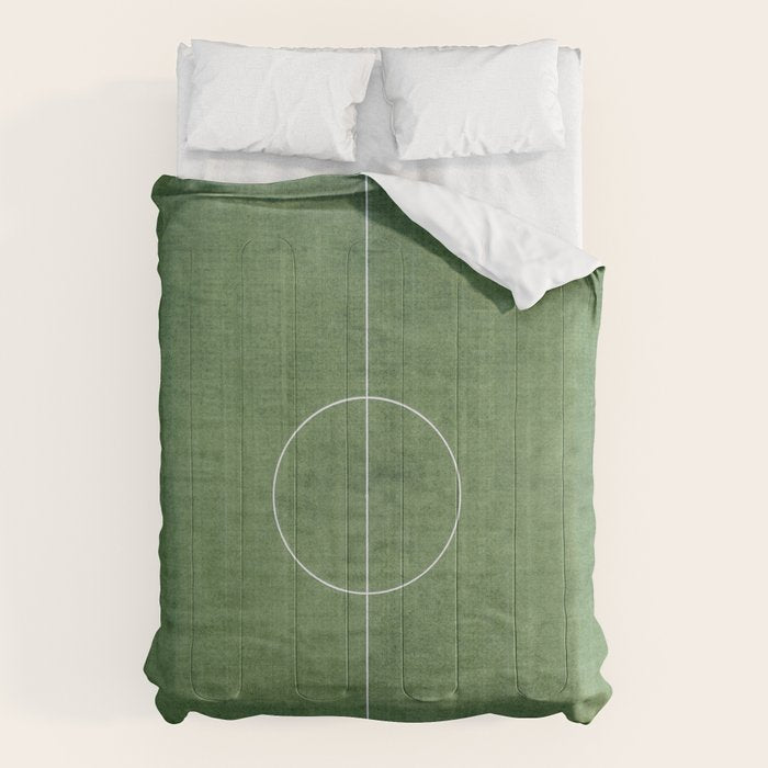 Soccer Field, Football Field, Green Grass Football Field Background Comforter Gallery Image 1
